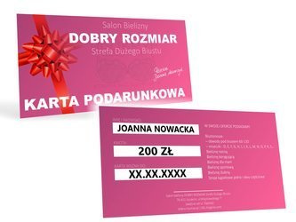 KARTA PODARUNKOWA o wartości 200 zł do salonu DOBRY ROZMIAR Strefa Dużego Biustu.